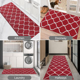 Keukenloper, antislip, 60 x 180 cm, keukentapijt, wasbaar, antislip, vuilafstotend, machinewasbaar voor keuken, wasruimte, entree, hal, wijnrood