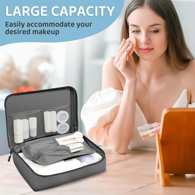 Kofferorganizer, set van 7 verpakkingsblokjes compressie kofferorganizer set verpakkingsblokjes compressie, ultralichte reisorganisator verpakkingstassen voor koffers met cosmetische tas, grijs