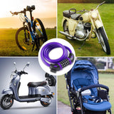 Fietsslot met 5-cijferige code, 1,2 m lang, cijferslot wiel met kabel, zeer licht, veiligheidsslot voor fiets en mountainbike met houder (paars)