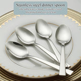 Zilveren soeplepel, 12 stuks, roestvrijstalen tafellepel, soeplepel, dessertlepel, geschikt voor dagelijks gebruik en alle soorten bijeenkomsten, vaatwasmachinebestendig