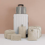 Kofferorganizerset, 8-delig, verpakkingskubussen, vakantie- en reis-hangmandset, beige