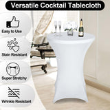 Set van 3 stretch statafelhoezen, statafels spandex stretch tafelkleed 80cm, voor bistrotafel 80-85 cm, voor ronde tafel, bruiloft, verjaardagsfeest, banket, tafeldecoratie