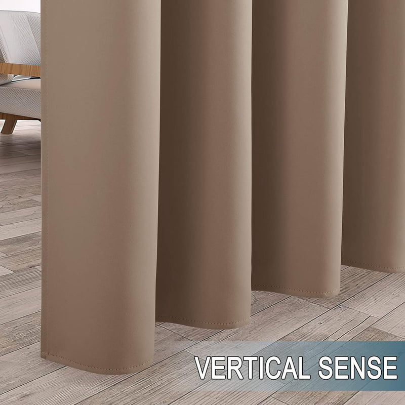 Set van 2 outdoorgordijnen, zonwering & inkijkbescherming, balkongordijn, outdoorgordijn, waterdicht, gordijn met inslagringen, paviljoen en terras, H 243 x B 132 cm, cappuccino