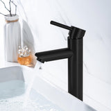 Hoge Zwarte Badkamerkran, Elegante Stijl Kraan Wastafel Voor Badkamer, Roestvrij Staal Eengreepsmengkraan Keramische Klep Wastafelmengkraan
