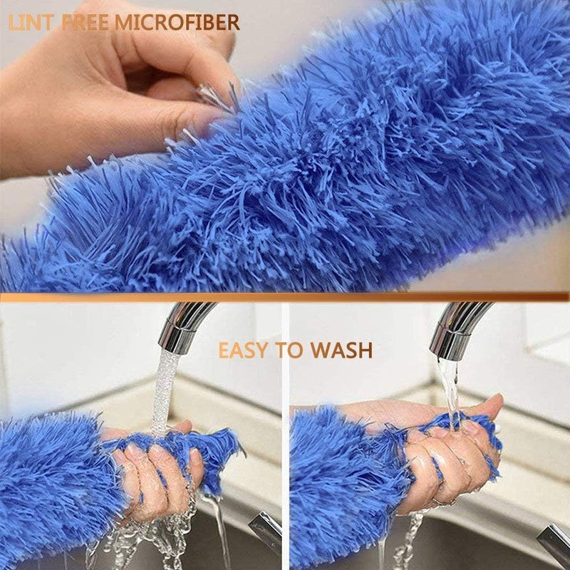 Stofdoek, telescopisch, wasbaar, 254 cm lang, uittrekbaar, stofwisser, telescoopsteel, stofborstel, telescopische handgreep, stofborstel, verwijdert moeiteloos stof en spinnenwebben, blauw