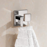 Handdoekhaak SUS 304 roestvrij staal spiegel gepolijst zilver kapstok wandmontage vierkant badkameraccessoires zelfklevend - 2 haken