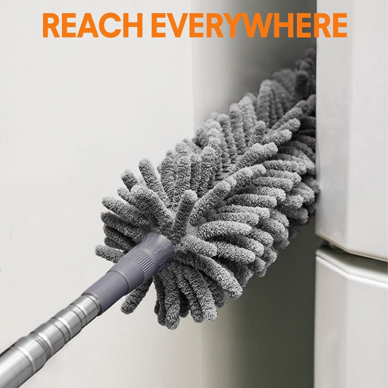 Reiniging Feather Duster met 30-100" Verlengpaal Plafondventilator Microfiber Duster Intrekbare opening Lange stofdoek voor hoge plafonds Spinnenweb Blinde muur