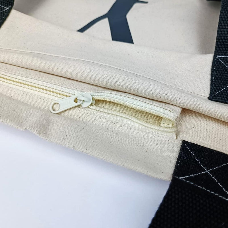 Ruime, stijlvolle draagtas, met binnenzak en ritssluiting, katoenen tas, shopper met grote bodem, Oeko-tex 100 Standard-gecertificeerd, 1 eenheid