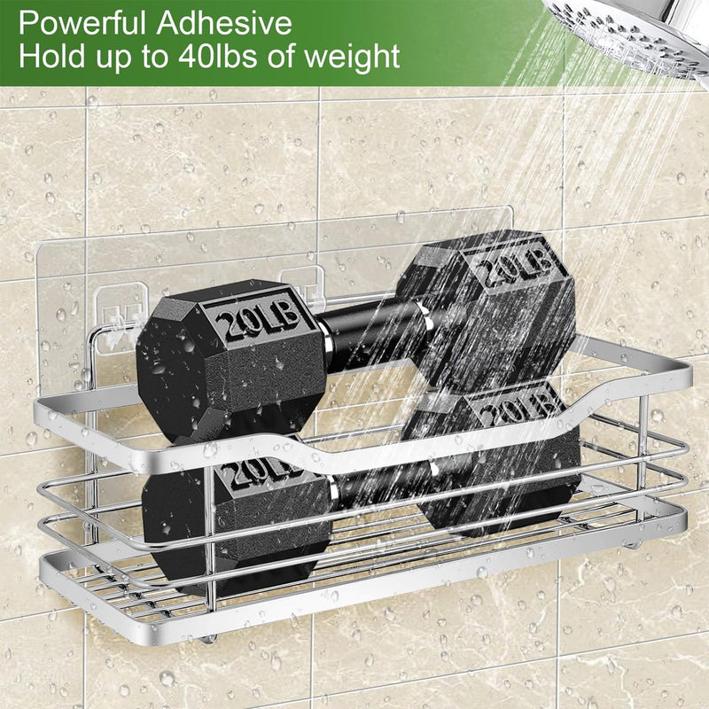 Doucheplank, doucheplank zonder boren, 3 stuks badkamerplankorganizer, badkamerplank, badkamerorganizer, zilver.