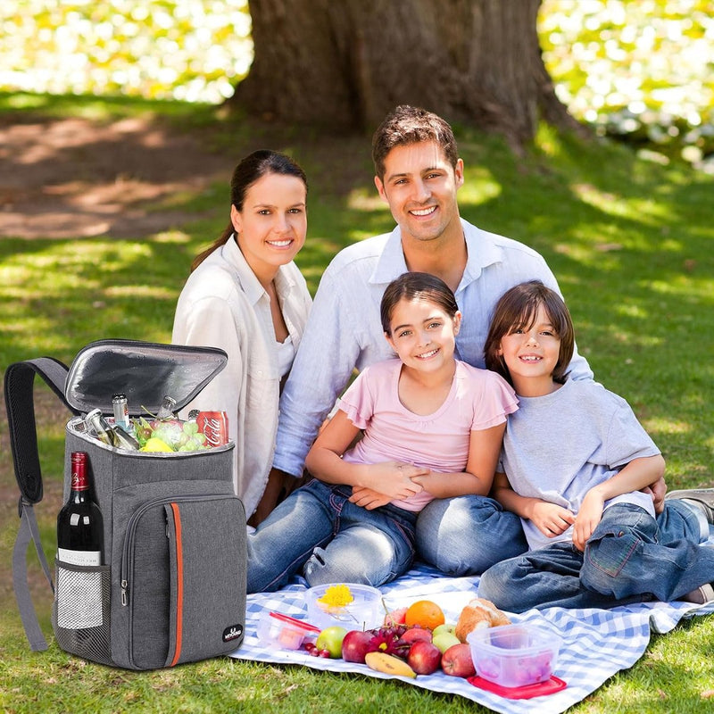 Koelrugzak, thermische rugzak, 23 liter, picknickrugzak, koeltas, groot, geïsoleerd, perfect voor picknicks, stranduitstapjes, wandelen, werk en familie-uitstapjes