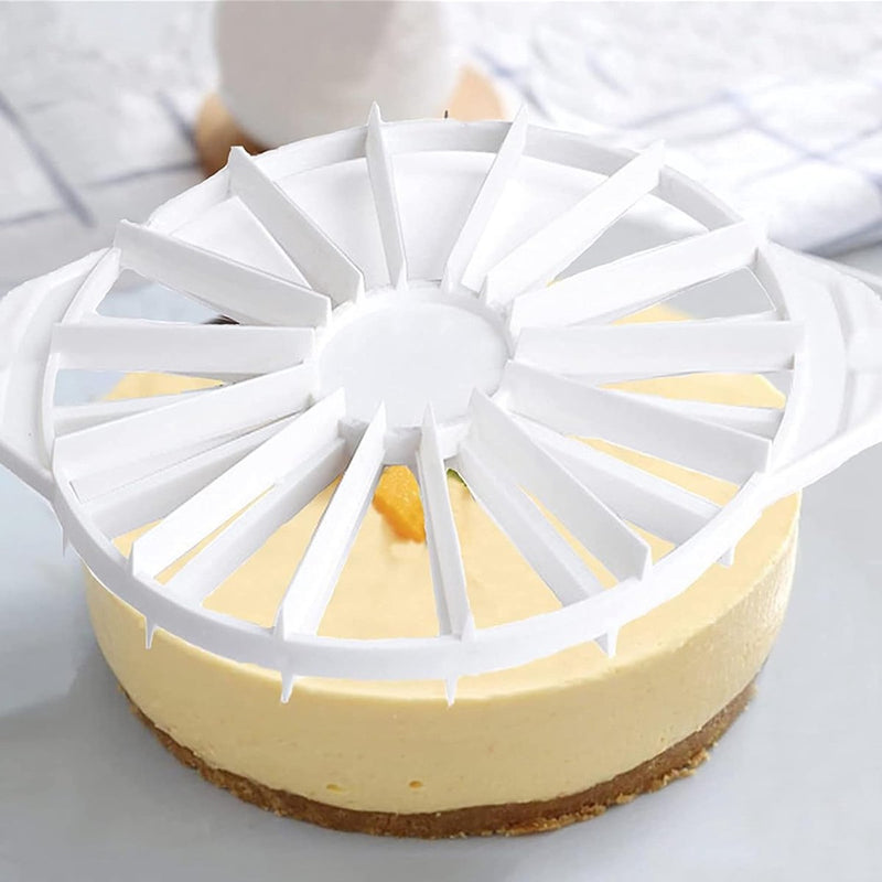 Taartverdeler, 1 stuk ronde taartverdeler, taartverdeler, kunststof taartverdeler voor het snijden van 14/16 identieke taartstukken (wit)