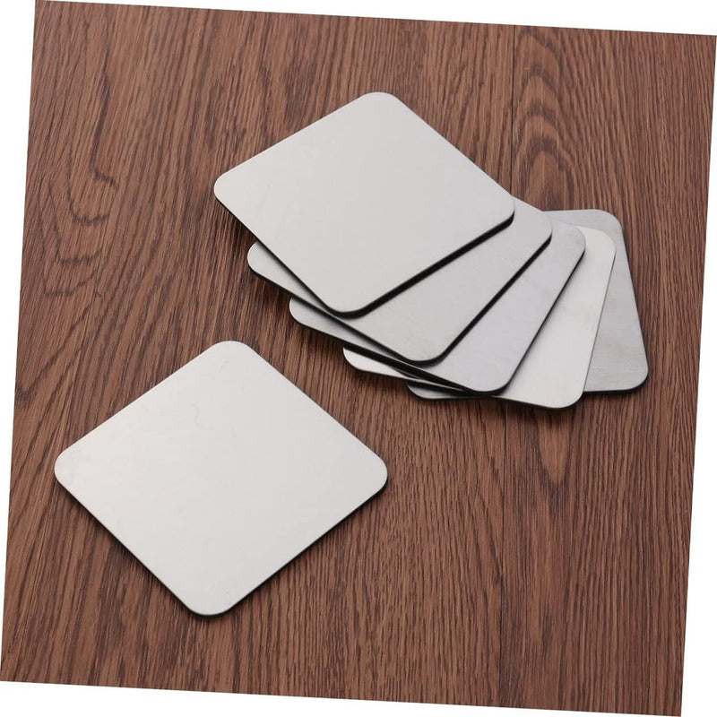 Set van 6 vierkante stalen placemats met antisliponderzetters van roestvrij staal