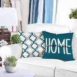 Kussensloop 45 x 45 cm, set van 4 decoratieve kussens, linnen kussenslopen, geometrisch patroon, kussenhoezen voor bank, slaapkamer, bank, outdoor, kussen, 45 x 45 cm, blauwgroen