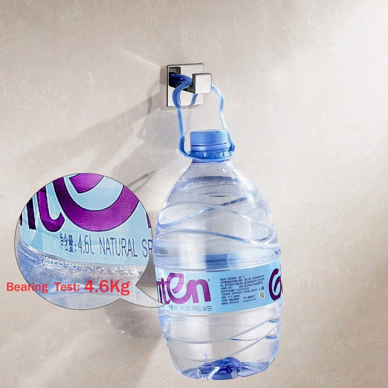 Handdoekhaak SUS 304 roestvrij staal spiegel gepolijst zilver kapstok wandmontage vierkant badkameraccessoires zelfklevend - 2 haken