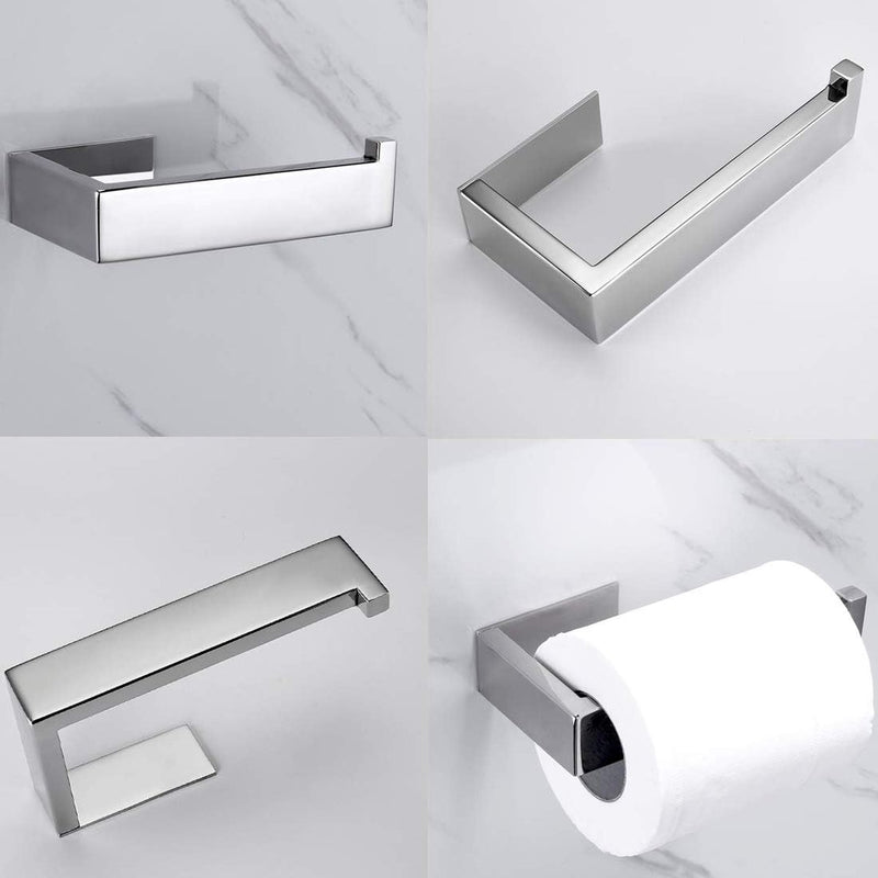 Toiletrolhouder zonder deksel SUS 304 roestvrij staal Stijlvolle badkamer toiletrolhouder Wandmontage Zelfklevend Geen boren nodig Spiegel gepolijst