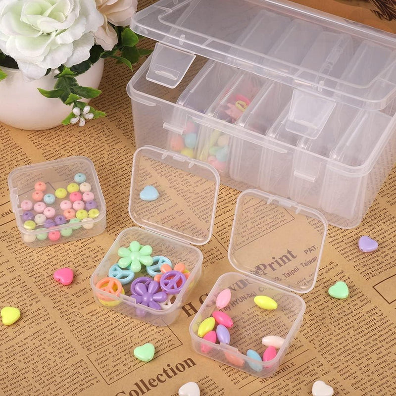 14 stuks opbergdozen met klein deksel, en 1 grote plastic doos met deksel, transparante sorteerdoos voor kralen, sieraden en pillen