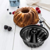 Bundt-cakevorm Ø 22 cm, stabiel en coating voor sappige cakevorm, ronde pan met antiaanbaklaag (kleur: zwart, aantal: 1