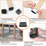 stoelpoothoezen 16-pack stoelpootglijders voor tapijt meubelvoetbeschermers pads 3,2 cm rond transparant TPE hoogelastisch zacht rubber met zwart geen krassen