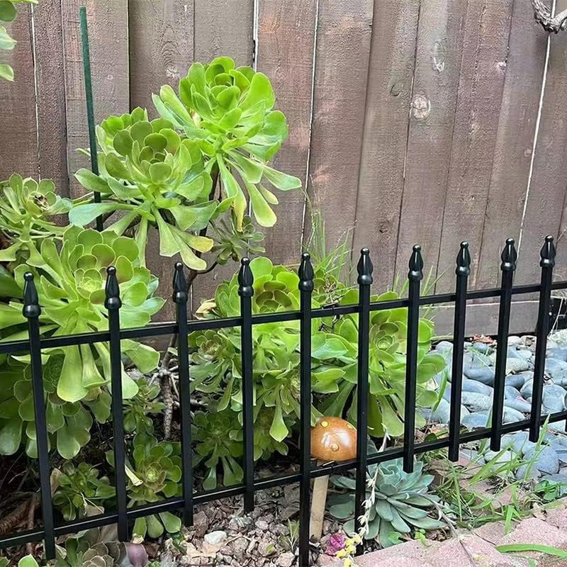 Metalen decoratieve tuinhek 57,5 cm breed x 45,5 cm hoog (4 panelen) Hekpaneelrand Opvouwbaar hek Landschapshek voor bloembed, tuin, dierenbarrière