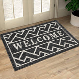 Deurmat voor binnen, 50 x 80 cm, zwart, antislip, wasbaar, vuilvangmat, waterabsorberende deurmat, vuilvanger, tapijt voor ingang, voordeur, patio, hal