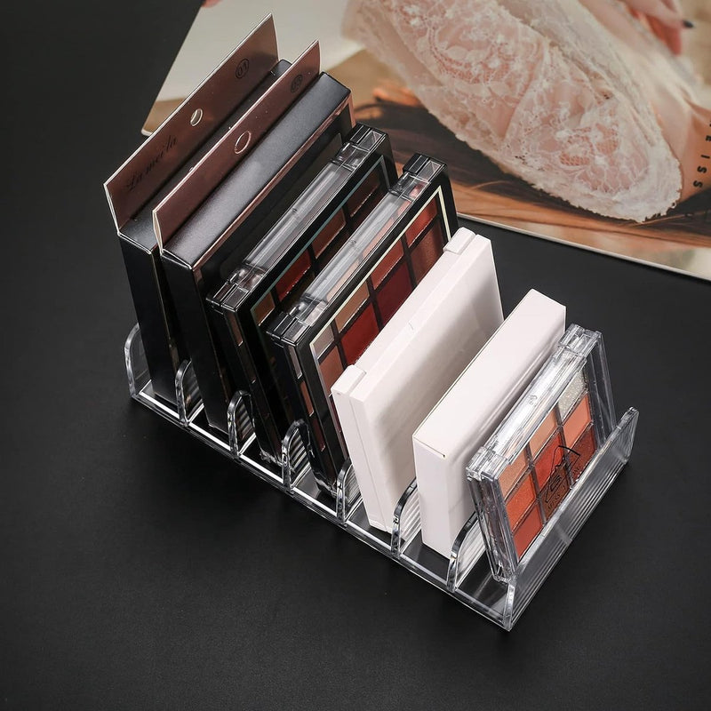 2 stuks oogschaduw-organizer, acryl cosmetica-paletten, organizer van kunststof met 7 sleuven, make-up make-up opslag, make-upcontainer, poederpalettenhouder voor badkamer, werkblad, S + L