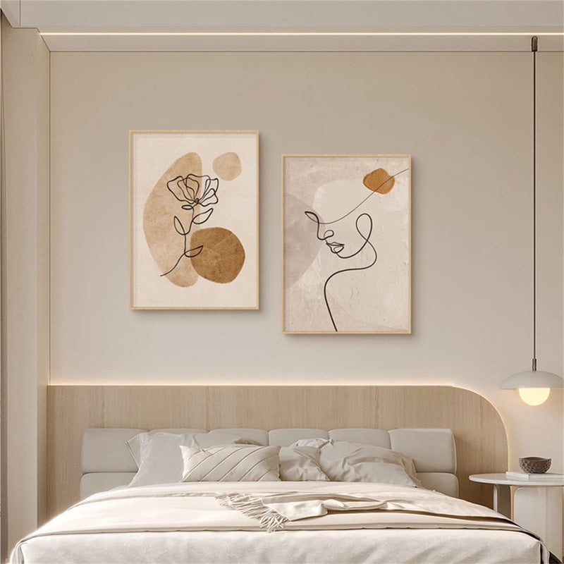 Set van 2 abstracte beige posters, abstracte canvasafbeeldingen, esthetische wandschilderijen, zonder lijst, wandschilderijen, boho-wanddecoratie voor woonkamer, slaapkamer, 40 x 50 cm