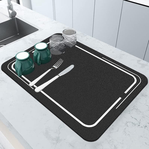 Afdruipmat, absorberend, antislip, droogmat, koffiezetapparaat, druipmat, sneldrogend, super absorberend, droogmat voor keuken voor het drogen van servies en glazen