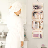 Toilettas voor dames, groot, toilettas om op te hangen, reis-toilettas, make-uptas, hangende toilettas, grote toilettas, waterdichte toilettas, reis-make-uptas, roze, Toilettas voor op reis