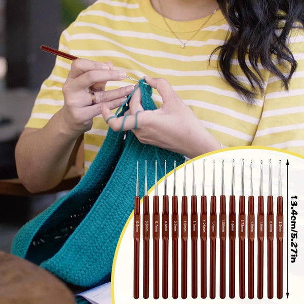 Haaknaaldenset, ergonomische zachte rubberen haaknaalden met comfortabele handgreep voor het breien voor beginners, volwassenen, kleurrijke haaksets, accessoiresets en verschillende soorten naalden