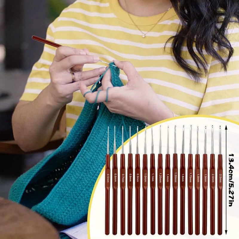 Haaknaaldenset, ergonomische zachte rubberen haaknaalden met comfortabele handgreep voor het breien voor beginners, volwassenen, kleurrijke haaksets, accessoiresets en verschillende soorten naalden