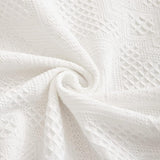 Grote banksprei voor 3-zitsbank met decoratieve kwastjes, dubbelzijdige bankhoes banksprei voor bank en bed, ruitpatroon met bladeren en bloemen - wit, 180 x 300 cm