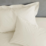 Strijkvrij hoeslaken, percal huisvrouwen kussenslopen crèmekleurig