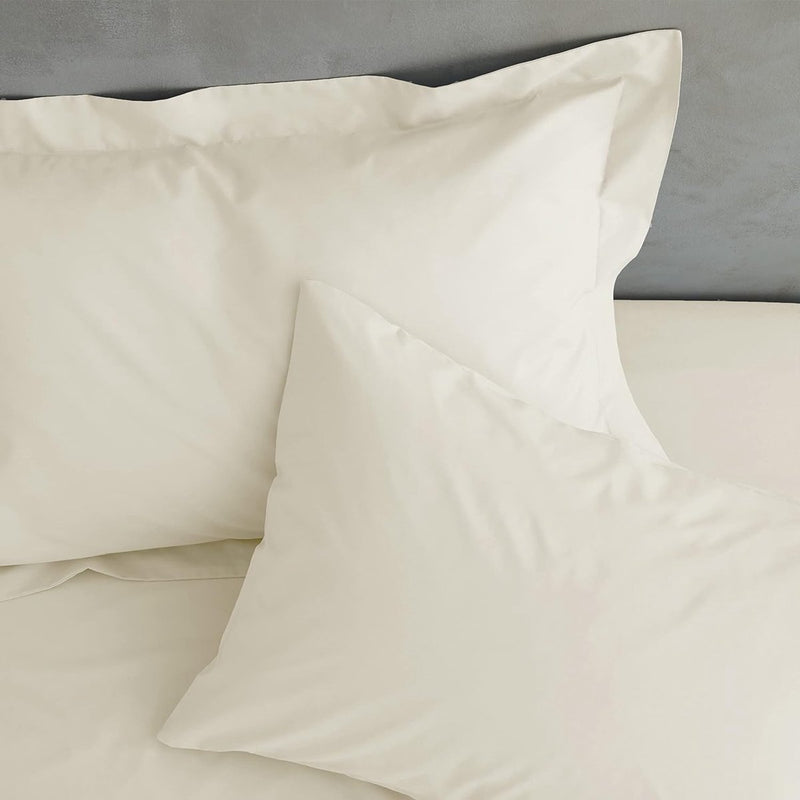 Strijkvrij hoeslaken, percal huisvrouwen kussenslopen crèmekleurig