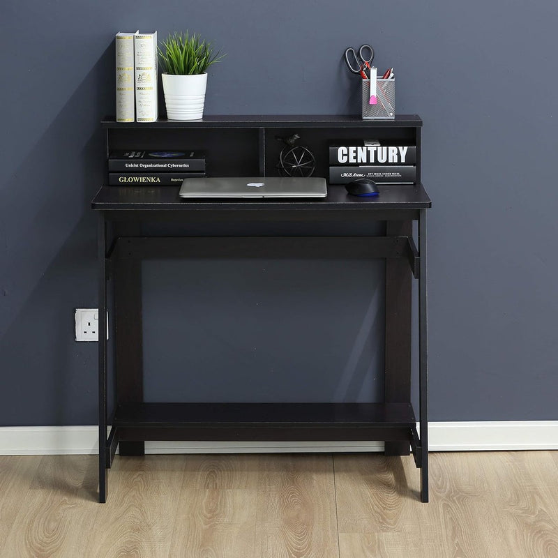 Simplistic Computertafel, pc-tafel, bureautafel, donker walnoot, 80,3 (breedte) x 90,4 (hoogte) x 45,5 (diepte) cm