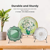 Set van 4 verbeterde antislipbordstandaarden voor display, 6 inch plaathouder displaystandaard, fotolijsthouderstandaard, zwart ijzeren ezelstandaard voor foto, decoratieve plaat, tafelkunst