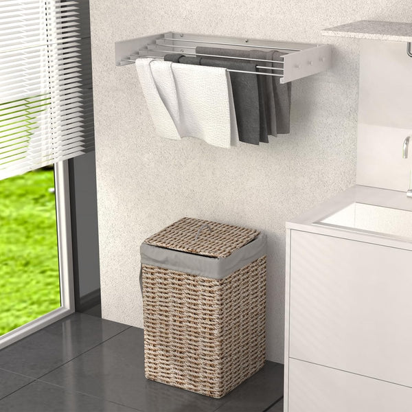 Wasdroger voor aan de wand, uittrekbaar, 80 cm, staal (wit)