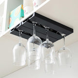Set van 2 wijnglashouders, hangende glashouders, wijnglashouders onder de kast, wijnglashouder, glaswerkrek, ophangen, niet boren, wijnglazenrek, hangende glashouder, zwart (1)