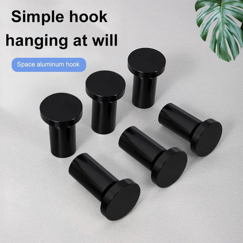 Kapstokken, zwart, 6 stuks enkele kapstokken, handdoekhaken, wandkapstokken, wandhaken, robuust voor het vastschroeven aan kledingkast, keuken, badkamer, kinderkamer (zwart)