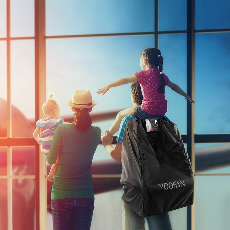 Gate Check Reistas met rugzak, schouderriem voor kinderwagen, autokinderzitjes, rolstoelen, waterafstotend, goed voor vliegtuig en opslag (zwart)