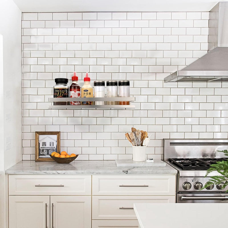 Set van 2 roestvrijstalen wandplanken van 40 cm met schroeven Plank Zilveren wandplanken Wandplanken Decoratieve planken