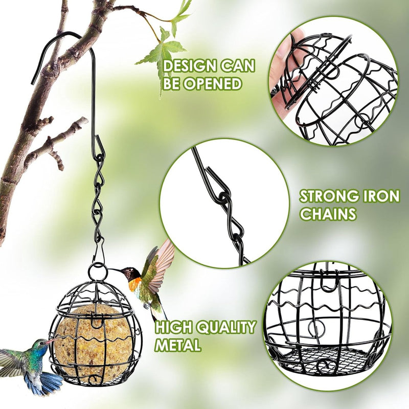 4 stuks voederdispensers, vogelvoederstation, wildvogelvoederdispenser, metalen vlechtwerk, voederdispenser voor wilde vogels, voederdispenser voor tuin, buiten, wilde vogels, mussen, roodborstjes