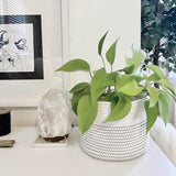 Kleine geweven katoenen opbergmand voor handdoeken in de kinderkamer, plankmand op kantoor, D24 x H18 cm