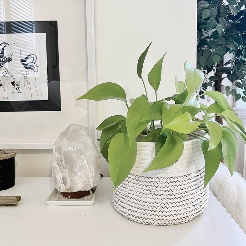 Kleine geweven katoenen opbergmand voor handdoeken in de kinderkamer, plankmand op kantoor, D24 x H18 cm