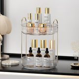 Make-up organizer voor de kaptafel, roterende cosmetica-opslag (2 niveaus, transparant)