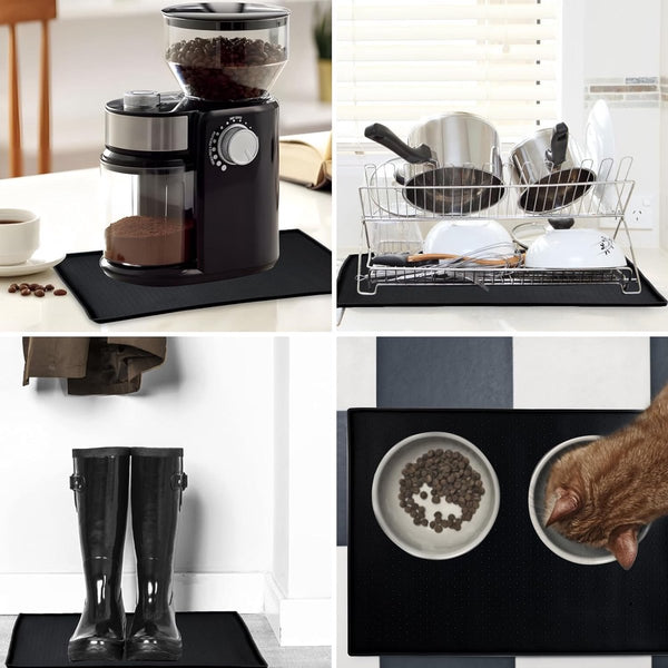 Onderlaag koffie siliconen koffiemachine afdruipmat servies siliconen mat gootsteen accessoires keuken antislipmat placemats voor koffie, gootsteen, huisdieren, zwart