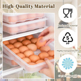 Set van 2 eiercontainers voor de koelkast, eierdoos met plastic deksel, transparante eiercontainer, eierdoosorganizer, stapelbare eierschaal voor keukens