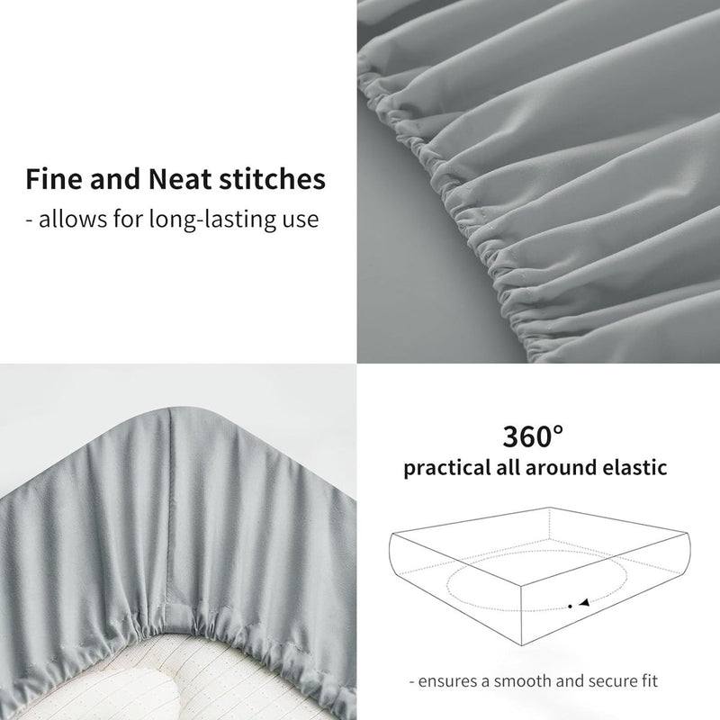 Hoeslaken, 90 x 190 cm, grijs, voor boxspringbed, 90 x 190 cm, hoeslaken, dekbedovertrek, microvezel beddengoed, bedlaken, overtrek 90 x 190 cm, matrashoogte 30 cm, lichtgrijs, bed fitted sheet
