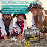 Afsluitbare schatkist voor kinderverjaardag, schatkist bruiloft met slot, kunststof piraten, schatkist, klein, bewaren en decor, schatkist piraat, schatfeest (1)