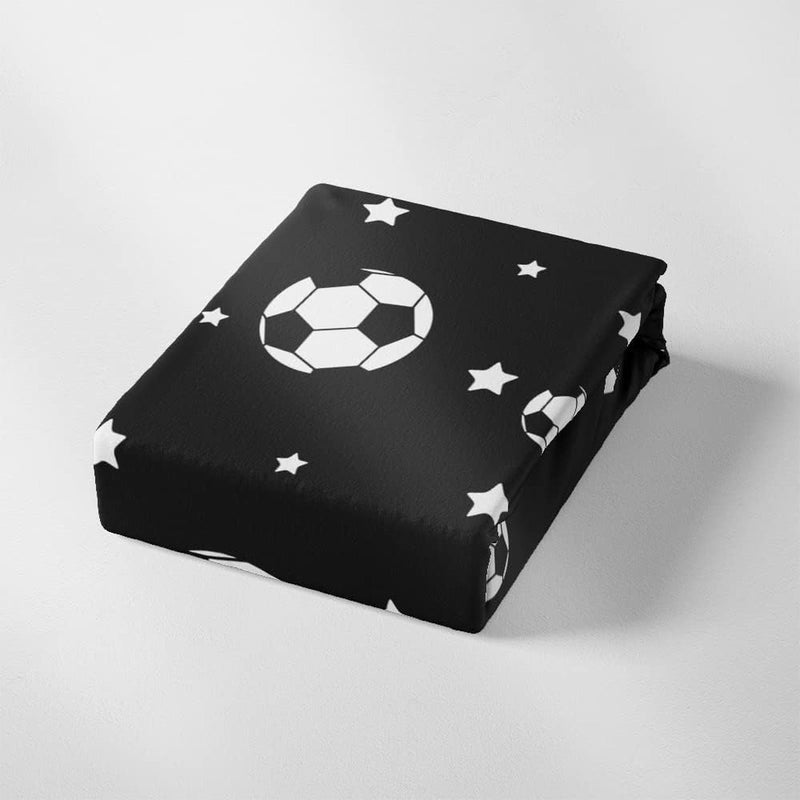 Voetbalbeddengoed, 135 x 200 cm, voor kinderen, jongens, tieners, sportdekbedovertrekset voor eenpersoonsbed, modern bedrukte dekbedovertrekken met ritssluiting en kussensloop van 80 x 80 cm