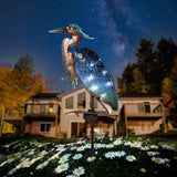 Tuindecoratie voor buiten, grijze reiger, tuinfiguur, zonnelamp voor buiten, tuinverlichting, metaal, glas, waterdichte padverlichting met grondpen, solarlamp voor moeder en